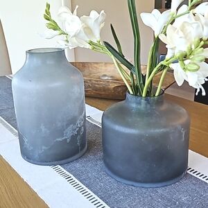 Magnolia Home Aspen Blue Frosted Glass Vases - Set of 2